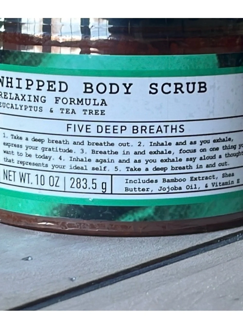 New 3 pc Five Deep Breaths Body Scrub, Wash and Cream Set in Eucalyptus Tea Tree